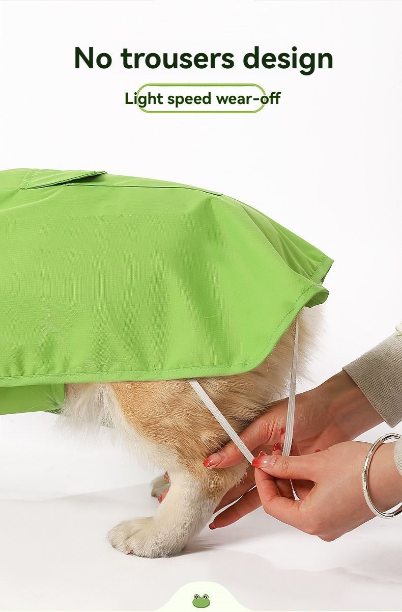 Adorable Frog Design Waterproof Pet Raincoat – Funny & Lightweight Dog Rain Jacket with Hood (Green, Size S)